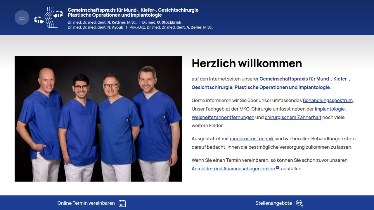 Startseite der Internetseite von Dr. Dr. R. Kettner Dr. Dr. H. L&uuml;rkens Dr. Dr. M. Erbe Dr. Dr. A.-D. Gerner