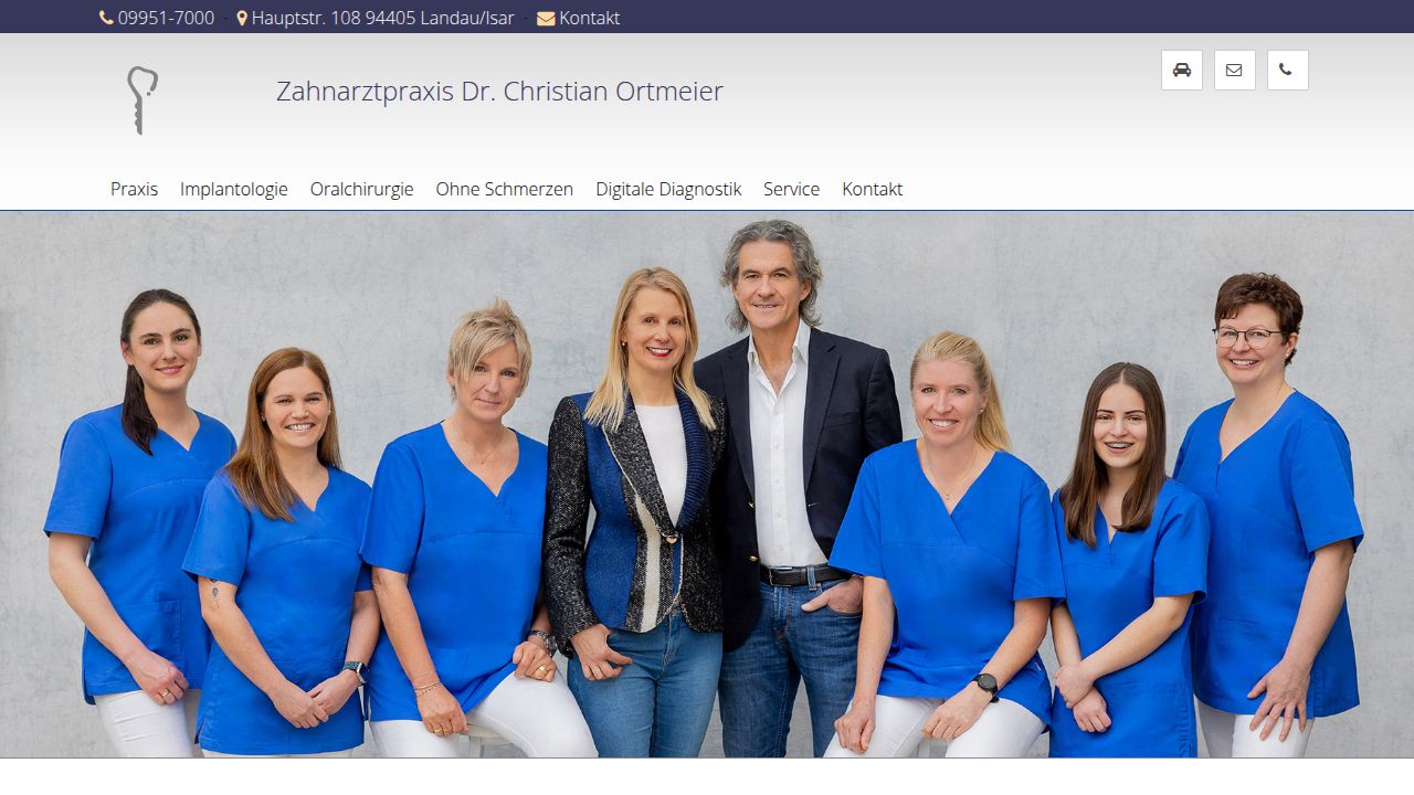 Startpagina van de website van Dr.  Christian Ortmeier